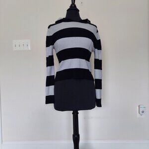 Stripped and hooded long sleeve Size L. 78% Silk, 20% Nylon, 2% Spandex
